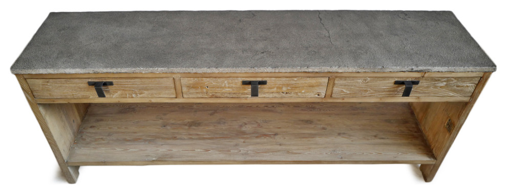 Stone  ampElm 3 Drawer Console Table   Rustic   Console Tables   by Design Mix Furniture  Houzz