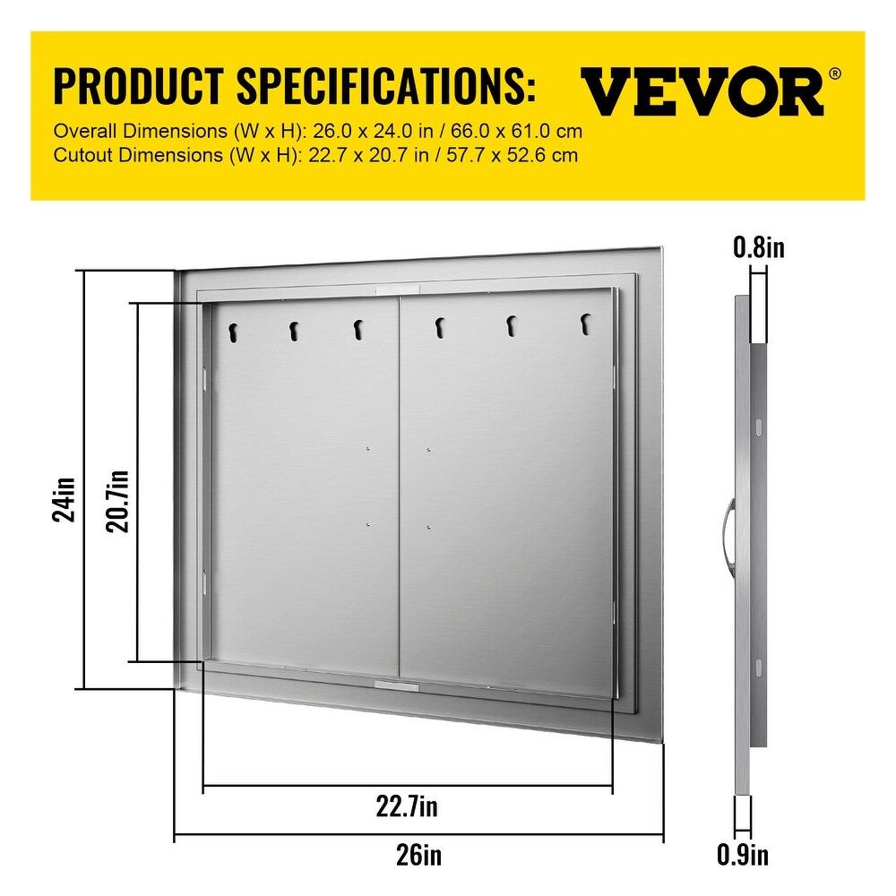 VEVOR 304 Stainless Steel Double Door with Paper Towel Holder for Outdoor Kitchen   Silver