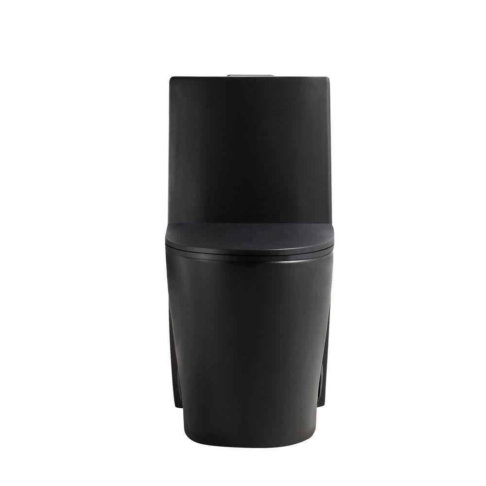 Whatseaso 12 in. Rough-In 1-piece 1.11.6 GPF Dual Flush Round Toilet in Black Seat Included AUN-110511121