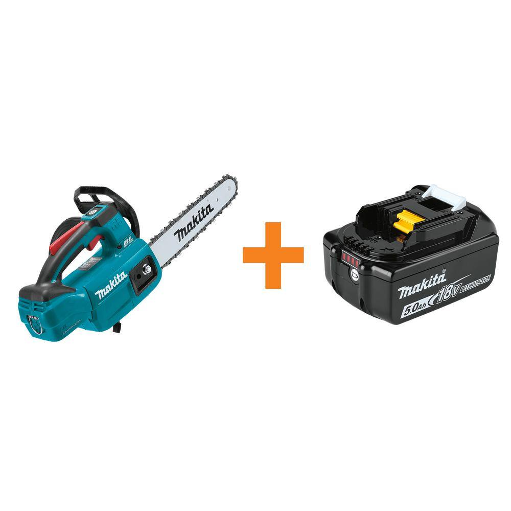 Makita LXT 10 in. 18V Lithium-Ion Brushless Battery Top Handle Chain Saw (Tool-Only) with Bonus 18V LXT 5.0 Ah Battery XCU06Z-BL1850B