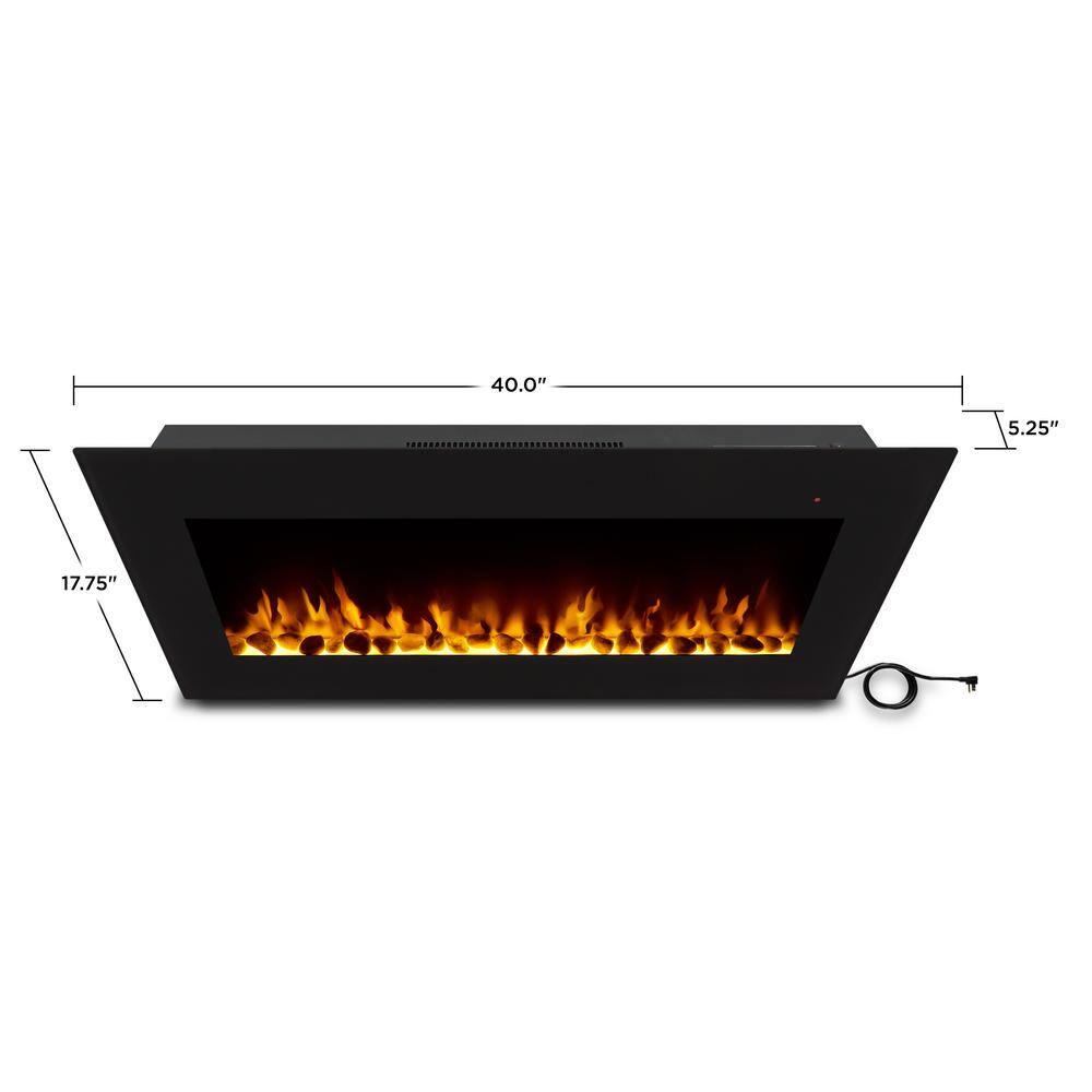 Real Flame Corretto 40 in. Wall-Mount Electric Fireplace in Black 1340E-BK