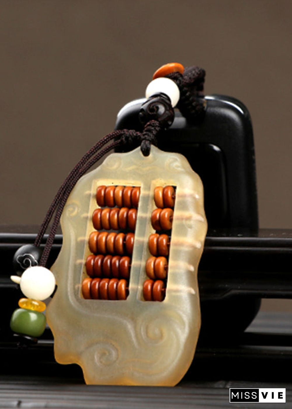 Unique Yellow Xiangyun Sandalwood Abacus Key Pendant