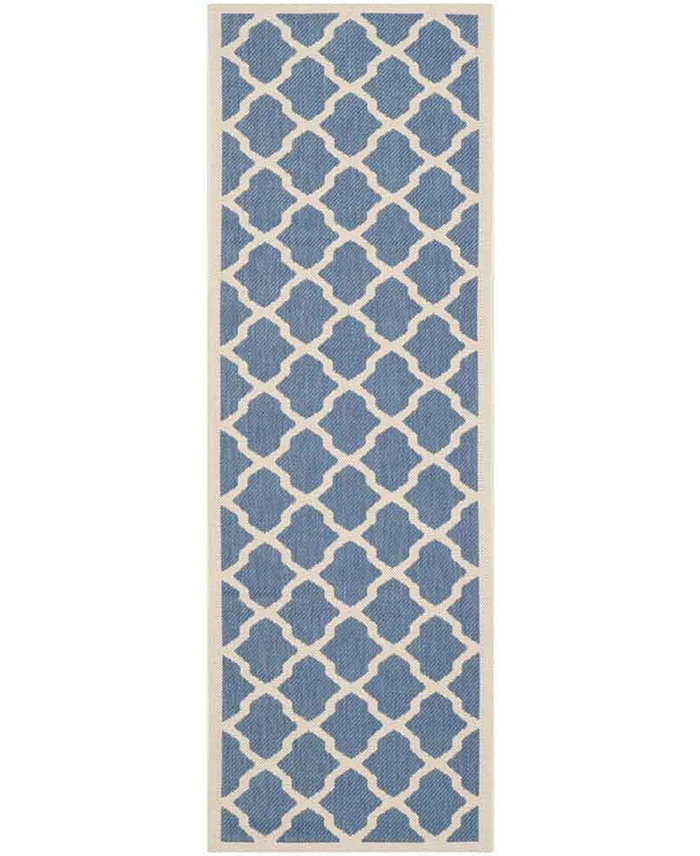 Safavieh Courtyard CY6903 Blue and Beige 2'3 x 12' Sisal Weave Runner Outdoor Area Rug