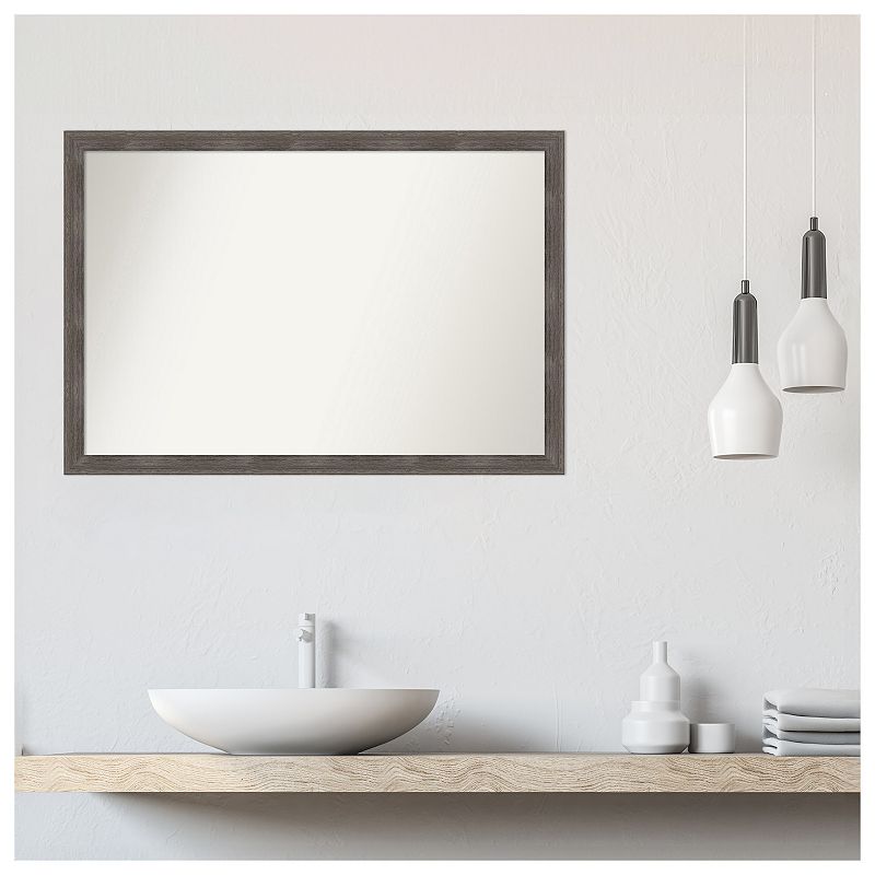 Pinstripe Lead Non-beveled Wood Bathroom Wall Mirror