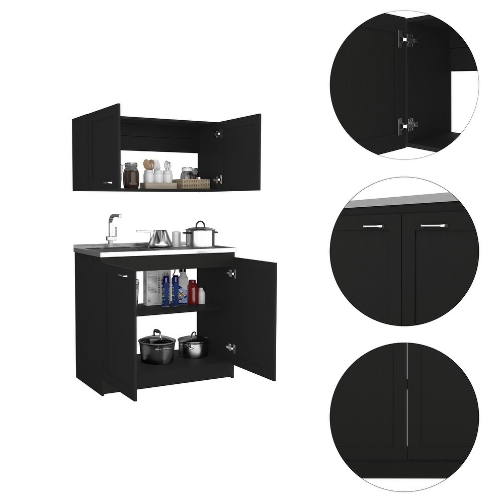 Cambridge 2 piece Rectangle Cabinet Set Black Wengue