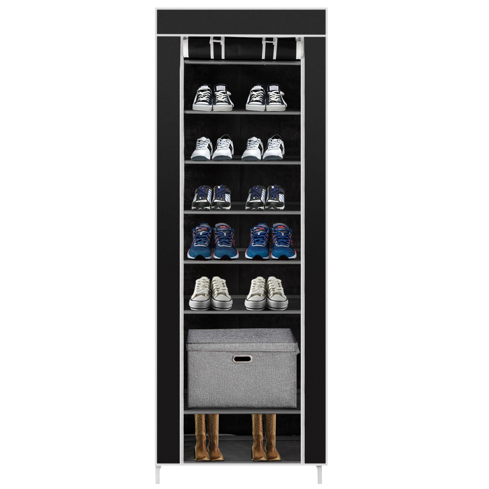 Zimtown 10 Tiers 9 Lattices Shoe Rack Shelf Storage Closet Organizer Cabinet Black