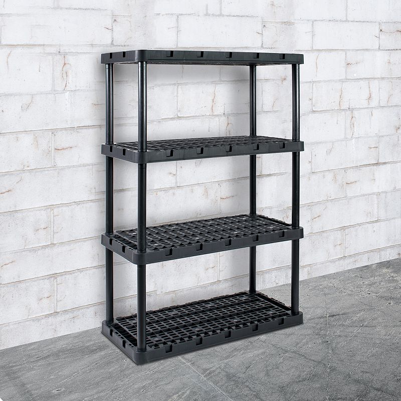 Gracious Living 4 Shelf Knect-a-shelf Ventilated Heavy Duty Storage Unit， Black