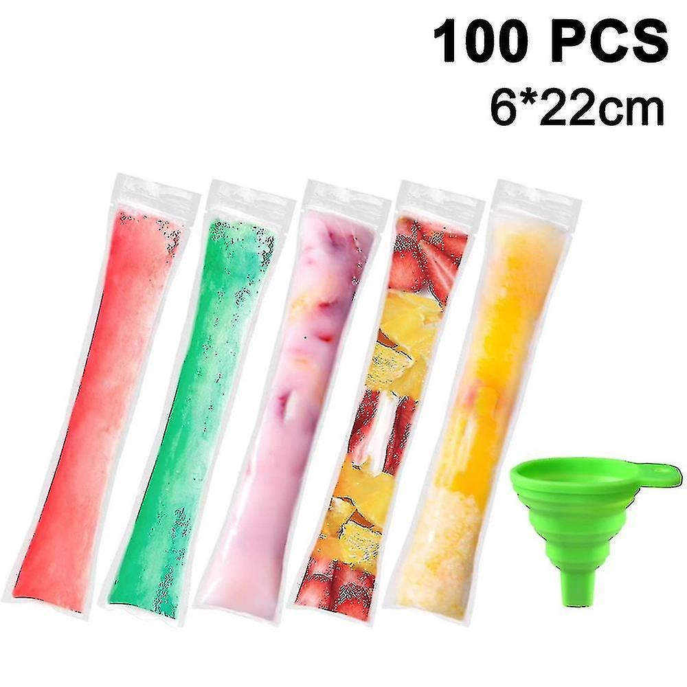 100 Pcs Popsicle Bags， Disposable - Comes With A Silicone Funnel