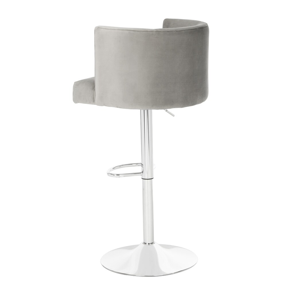 SAFAVIEH Couture Zayna Velvet/ Chrome Adjustable Bar Stool   21.3\