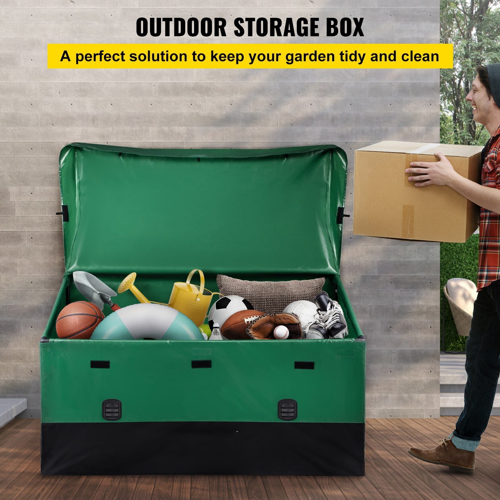 BENTISM Outdoor Storage Box Patio Deck Box 230 Gallon Waterproof PE Tarpaulin