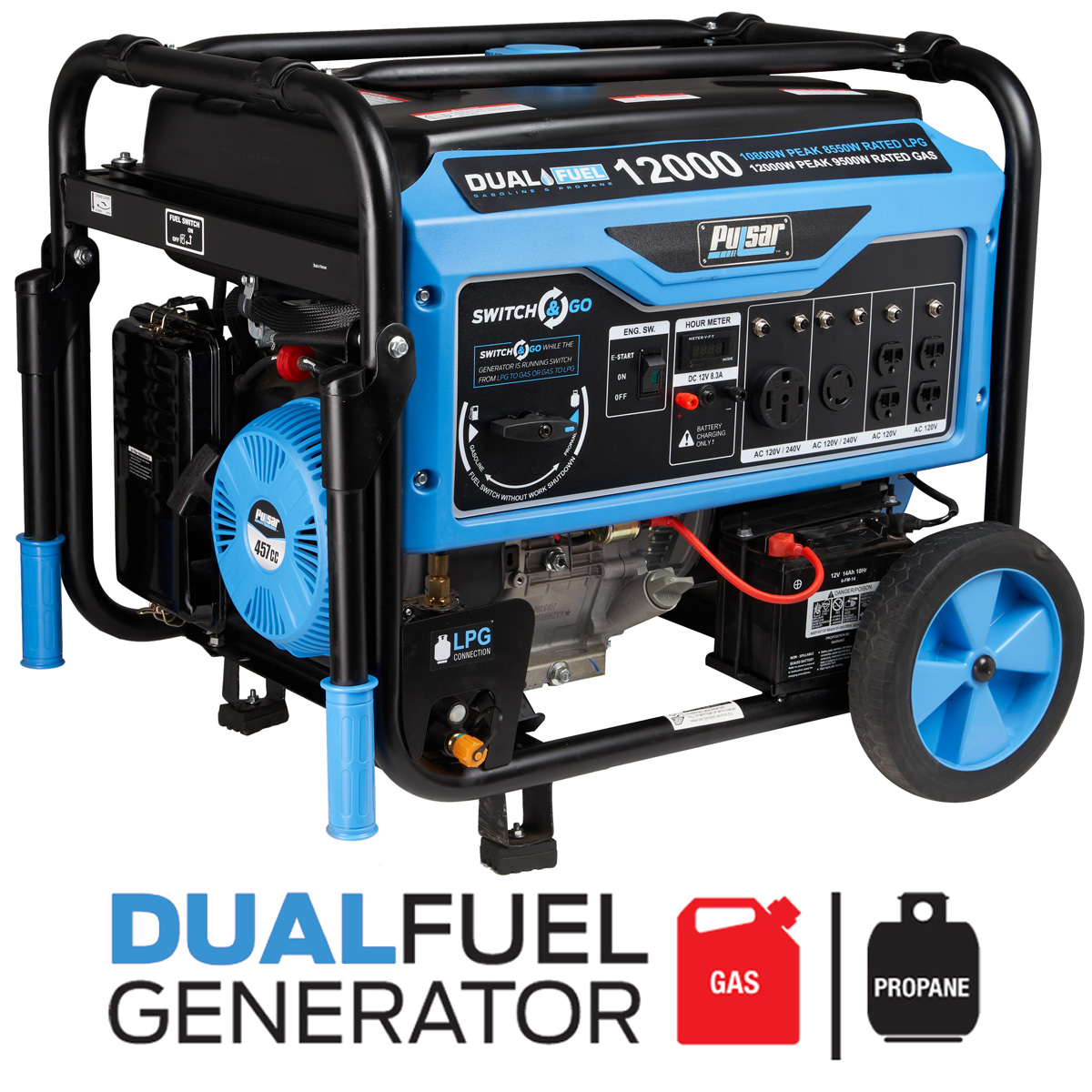 Pulsar 12，000W Dual Fuel Portable Generator with Electric Start �C CARB Compliant