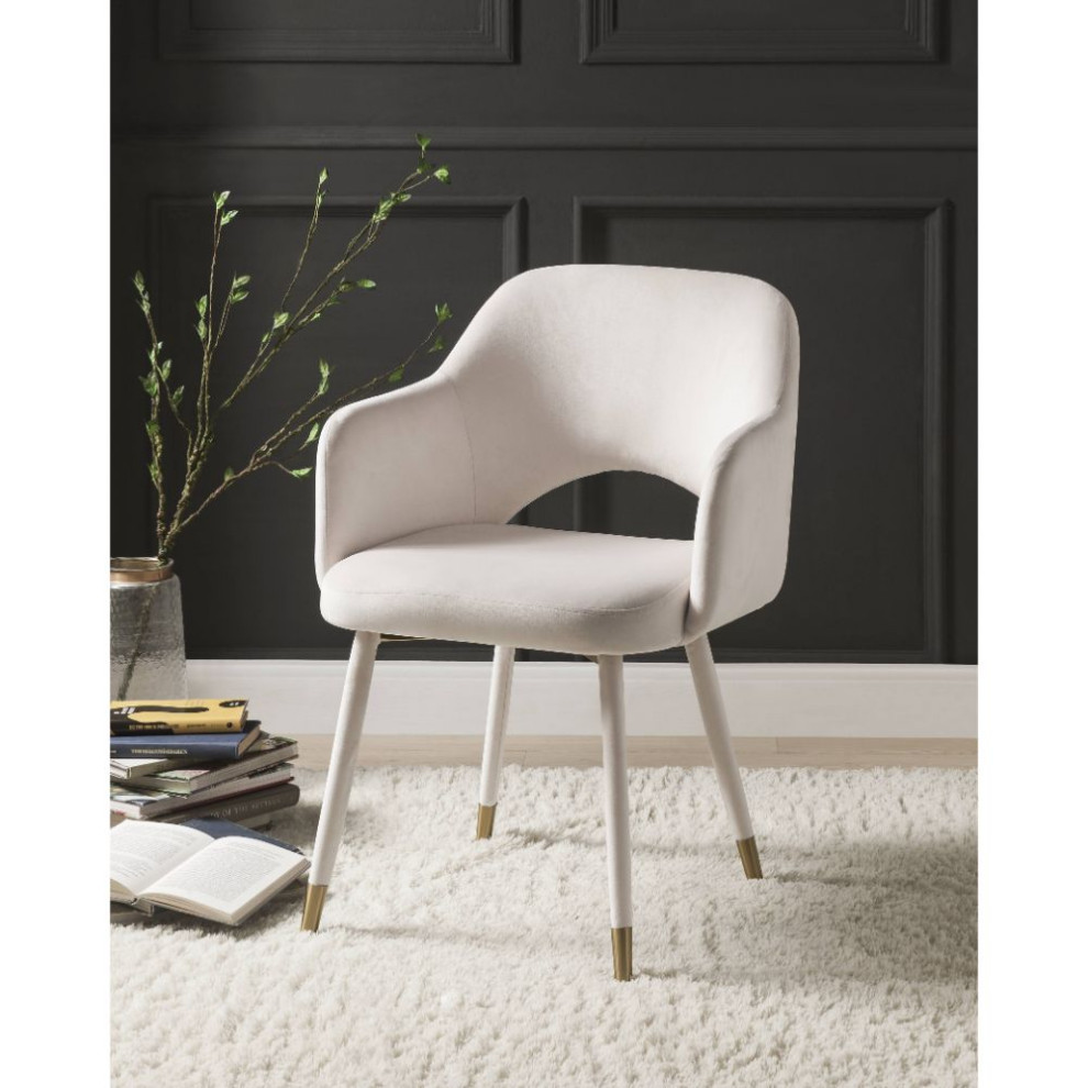 Acme Applewood Accent Chair Cream Velvet and Gold   Midcentury   Armchairs And Accent Chairs   by AMOC  Houzz