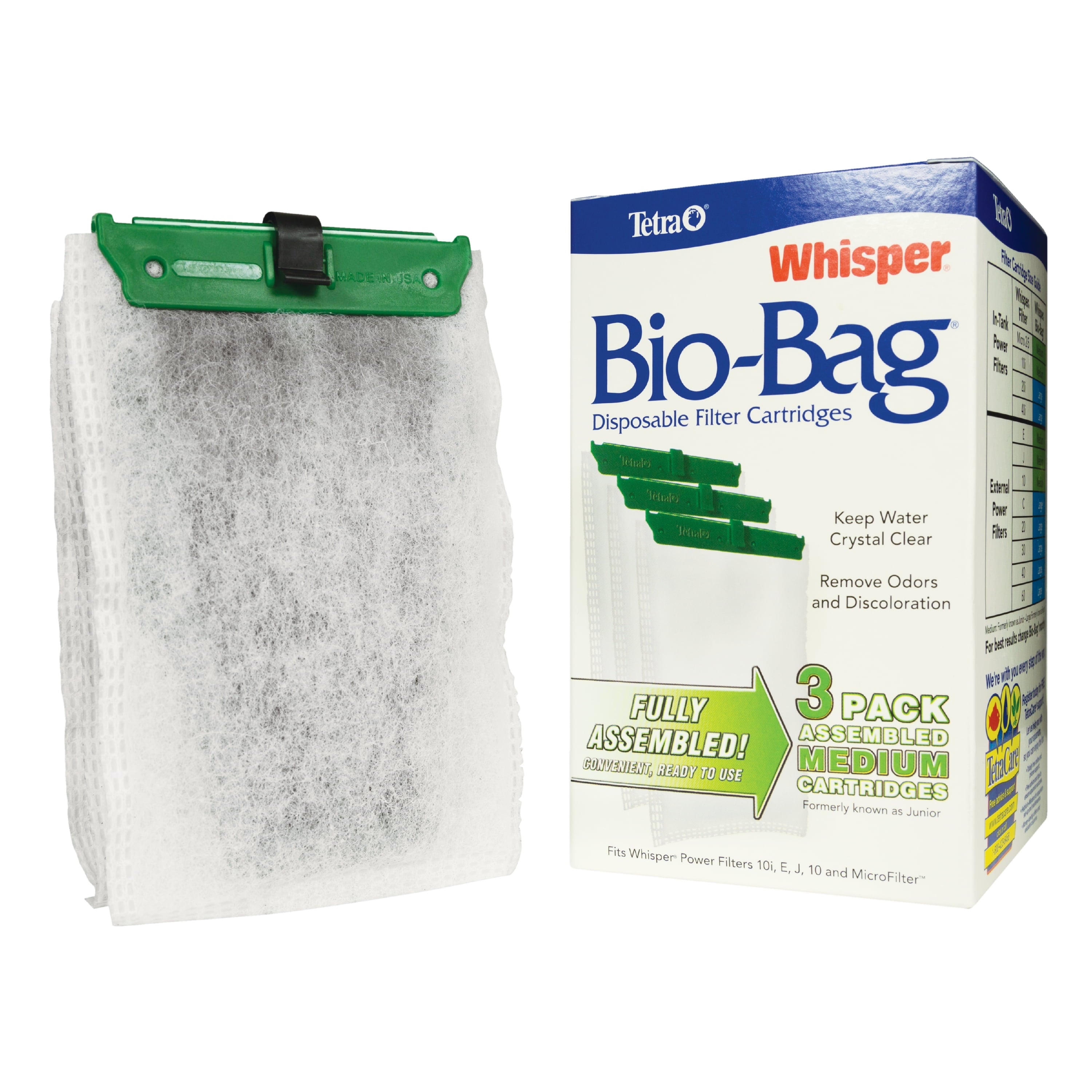 Tetra Whisper Bio-Bag Disposable Filter Cartridges 3 Count， for Aquariums， Medium