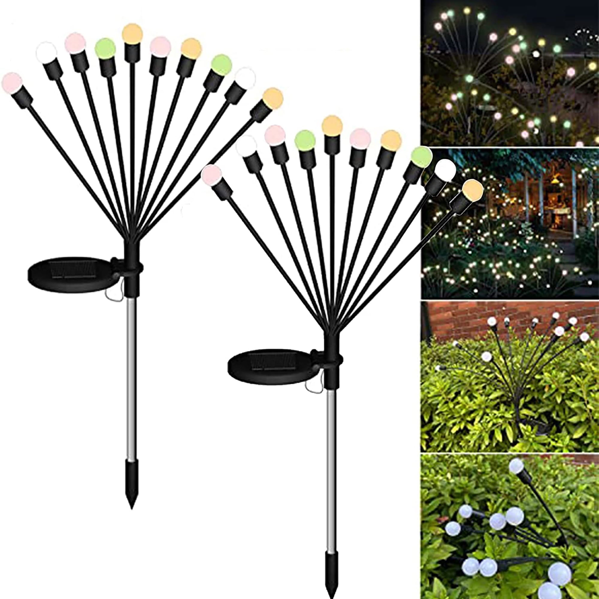 TOANEL 2Pcs Solar Garden Lights Outdoor Powered Firefly Lights Solar Starburst Swaying Decor Lights for Pathway Landscape Yard Patio