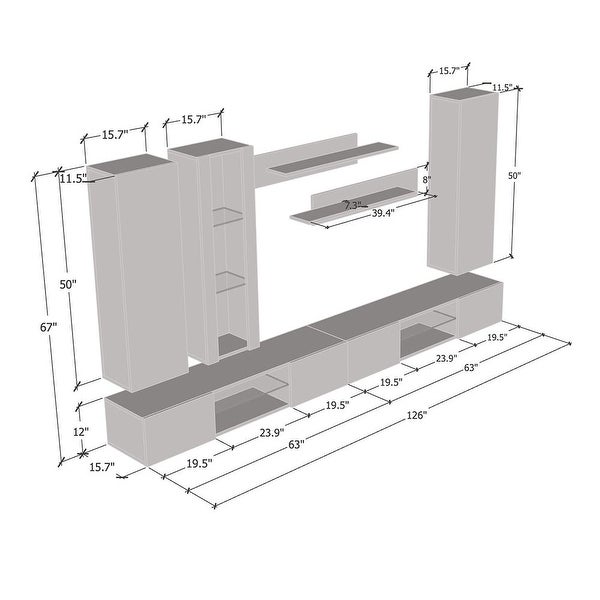 Fly E 33TV Wall Mounted Floating Modern Entertainment Center