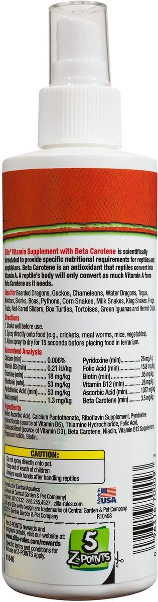 Zilla Vitamin Supplement with Beta Carotene Reptile Food Spray