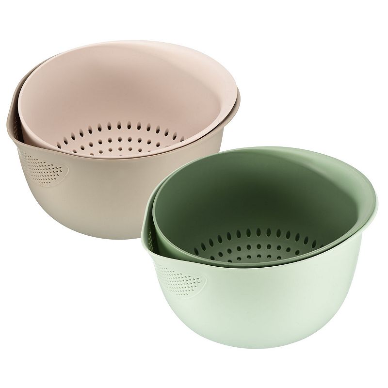 Plastic Kitchen Strainer Bowl Drainer Fruit Sieve Colander， 2PCS