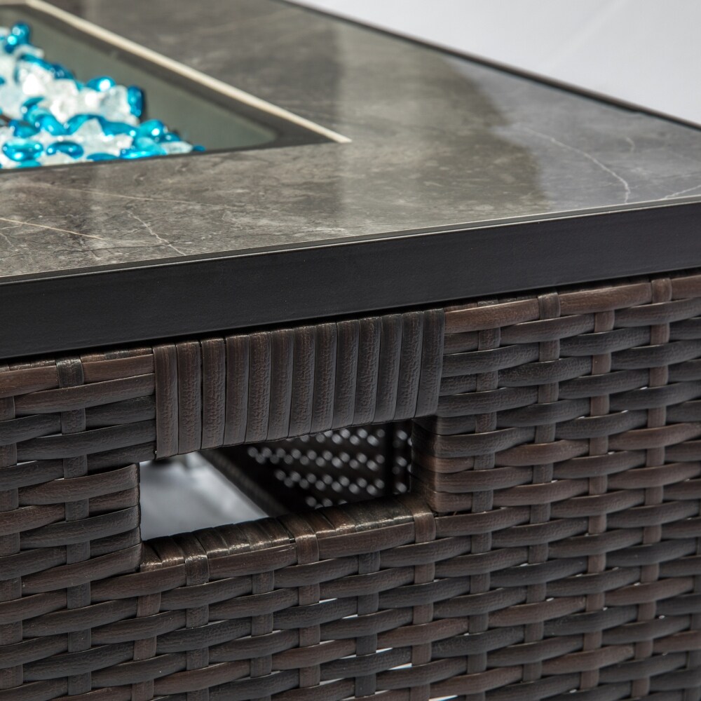 Outdoor Rectangle Propane Fire Pit Table with Ceramic Tabletop