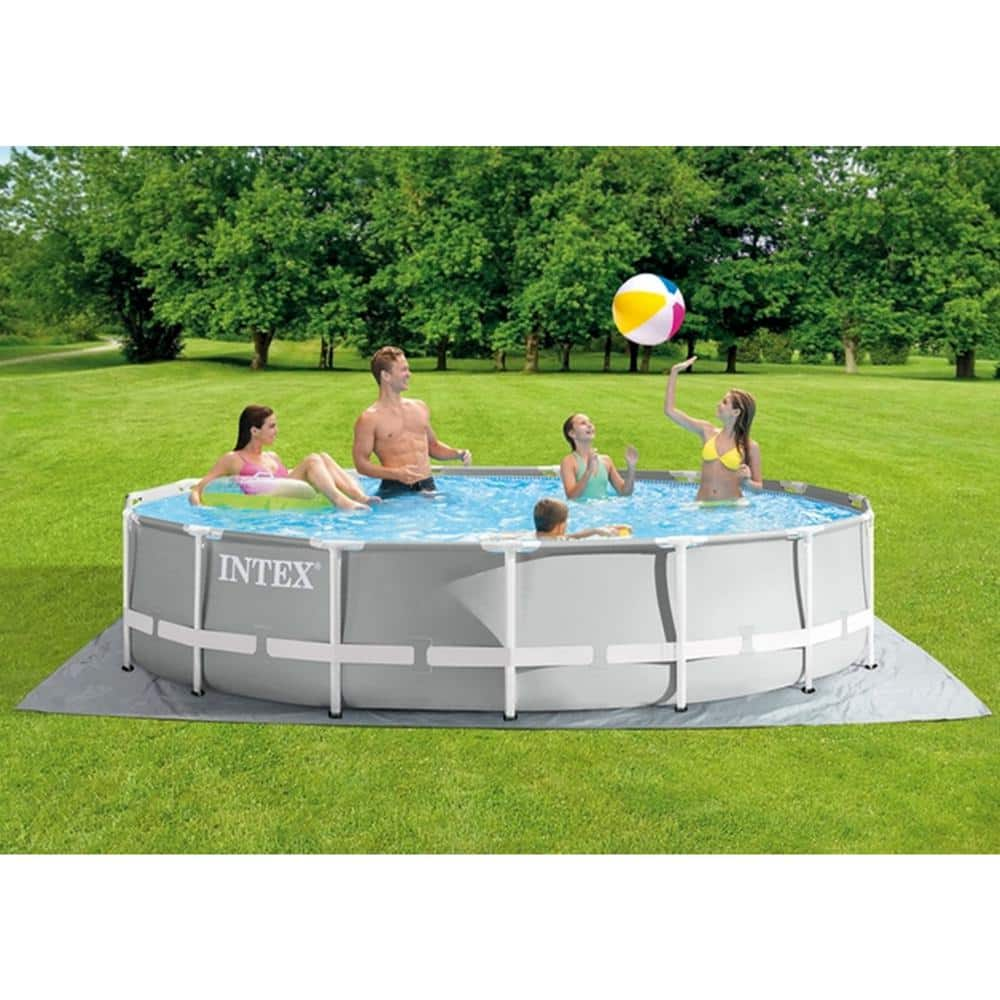 INTEX 15 ft. x 42 in. Round Prism Frame Above Ground Swimming Pool Set & Pool Filter Pump 26723EH + 28637EG