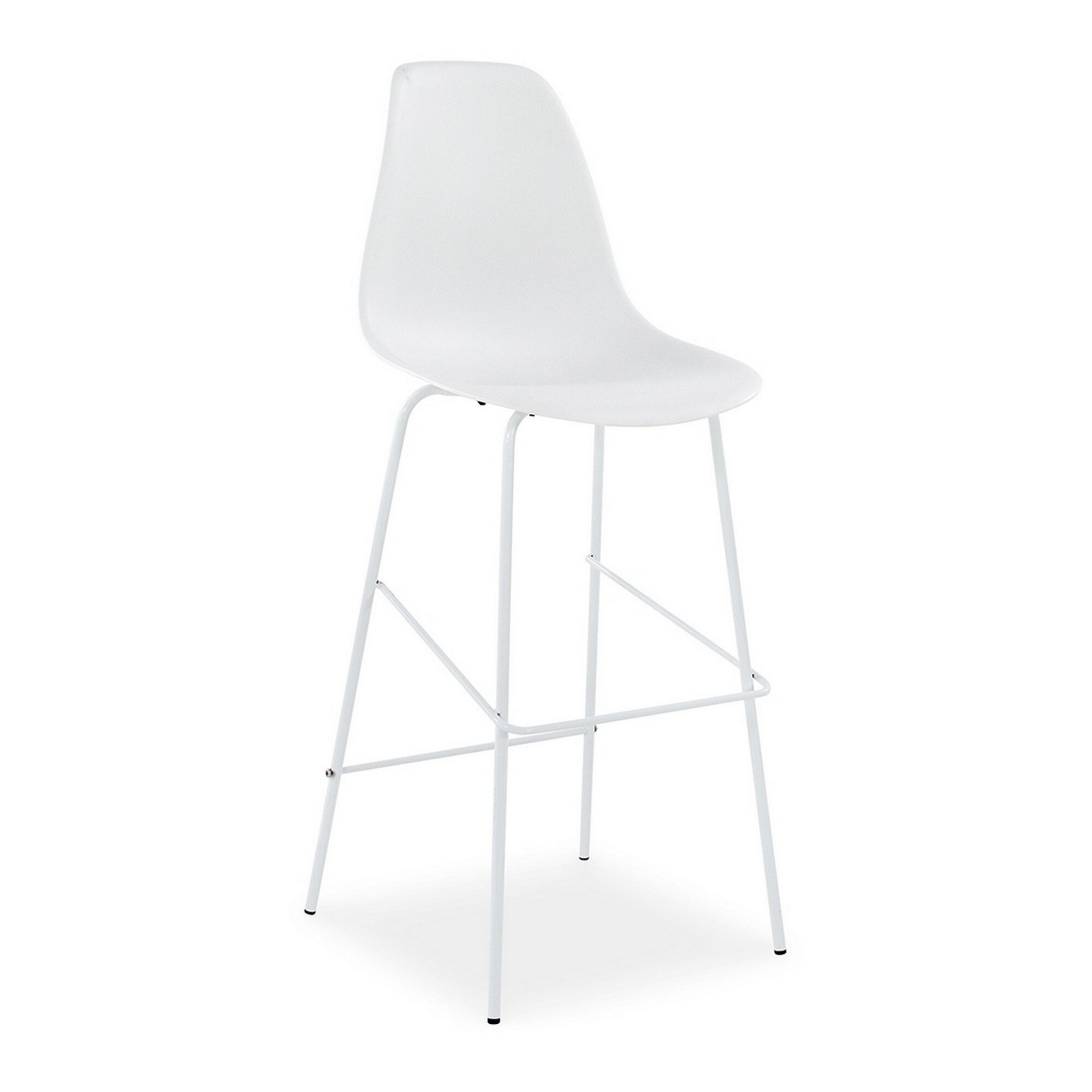 Mira 30 Inch Barstool， Set of 2， Curved Bucket Seat， White Metal Frame