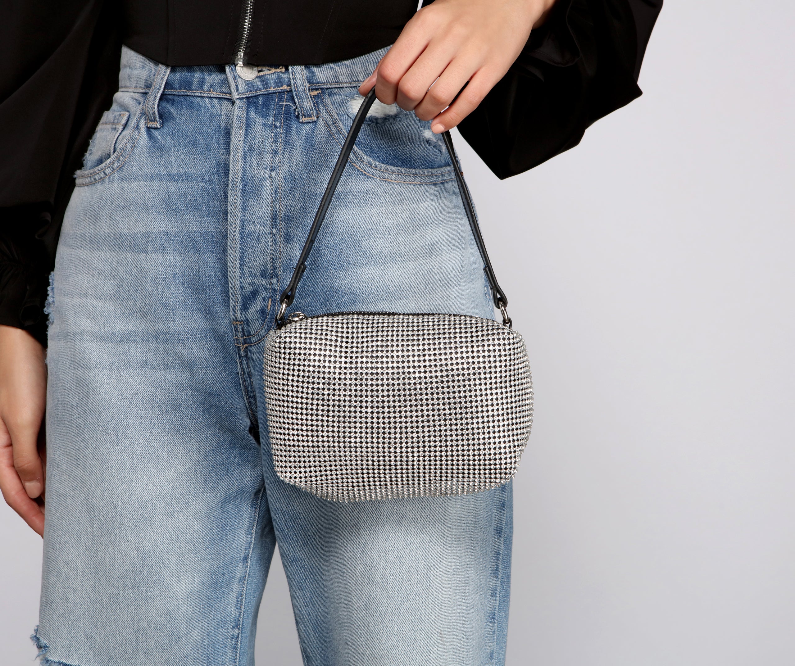 Rhinestone Mesh Shoulder Bag