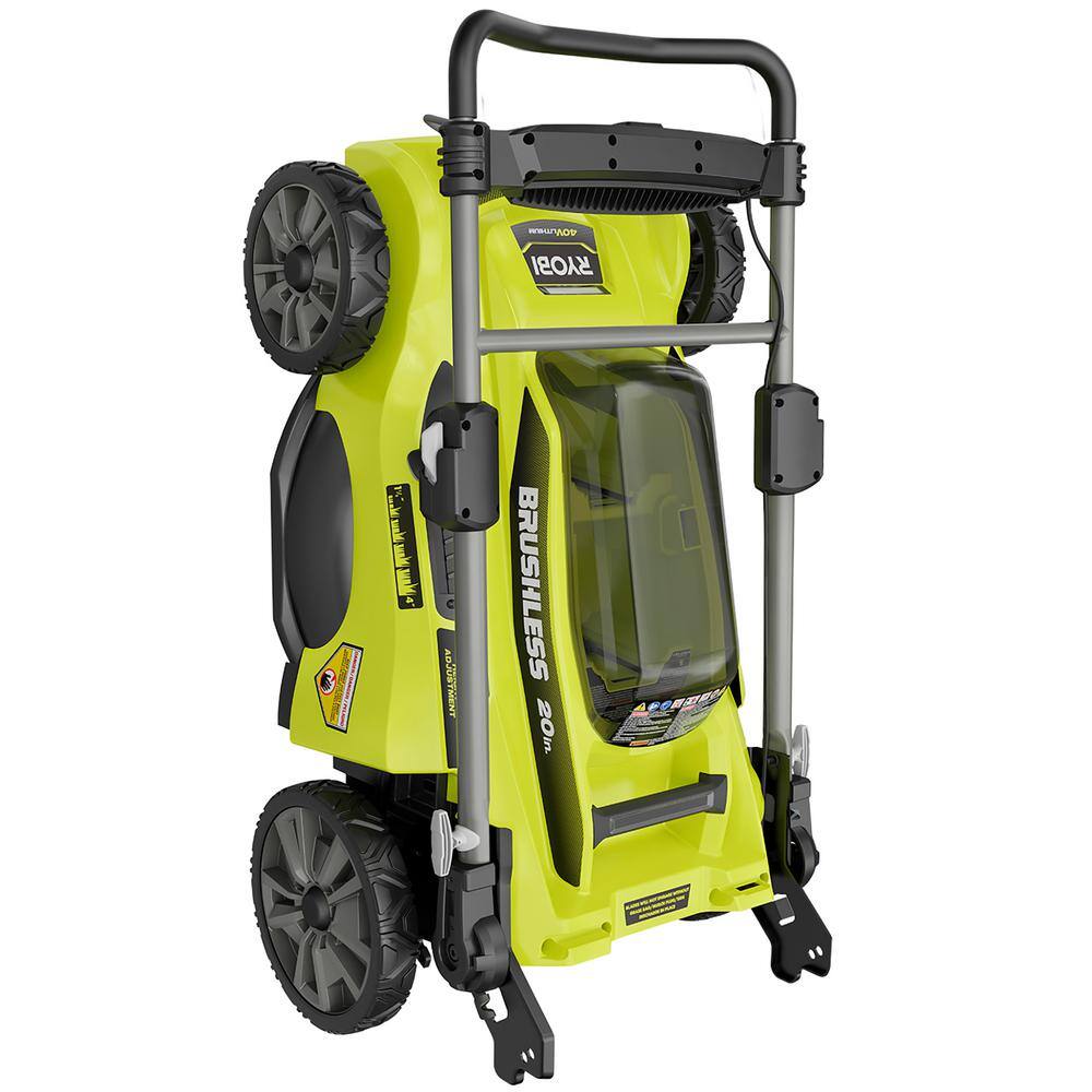 RYOBI 40V Brushless 20 in. Cordless Battery Walk Behind Push Lawn Mower with 6.0 Ah Battery and Charger RY401110