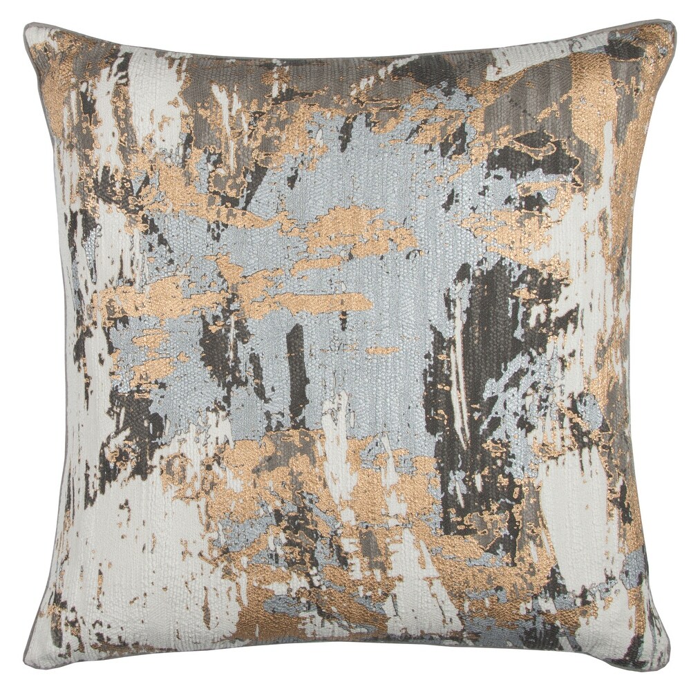 Rizzy Home Donny Osmond Collection Grey  Gold  and Silver Throw Pillow