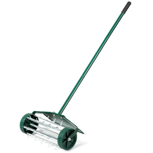 18 Inch Rolling Lawn Aerator with Fender for Garden