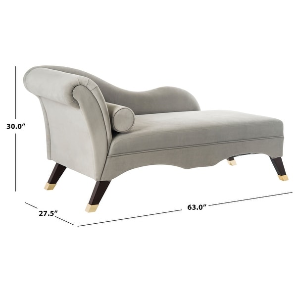 SAFAVIEH Mid-Century Modern Caiden Velvet Grey Chaise with Pillow - 63