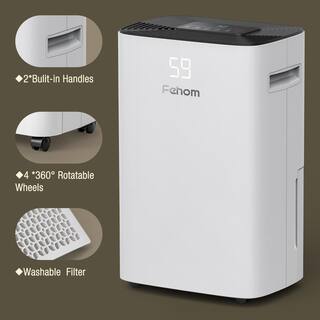 Fehom 50-Pint Dehumidifier With Bucket and Drain for 4500 sq. ft. Bedrooms Basements Bathrooms and Laundry Rooms. White HDCX-PD08F-1