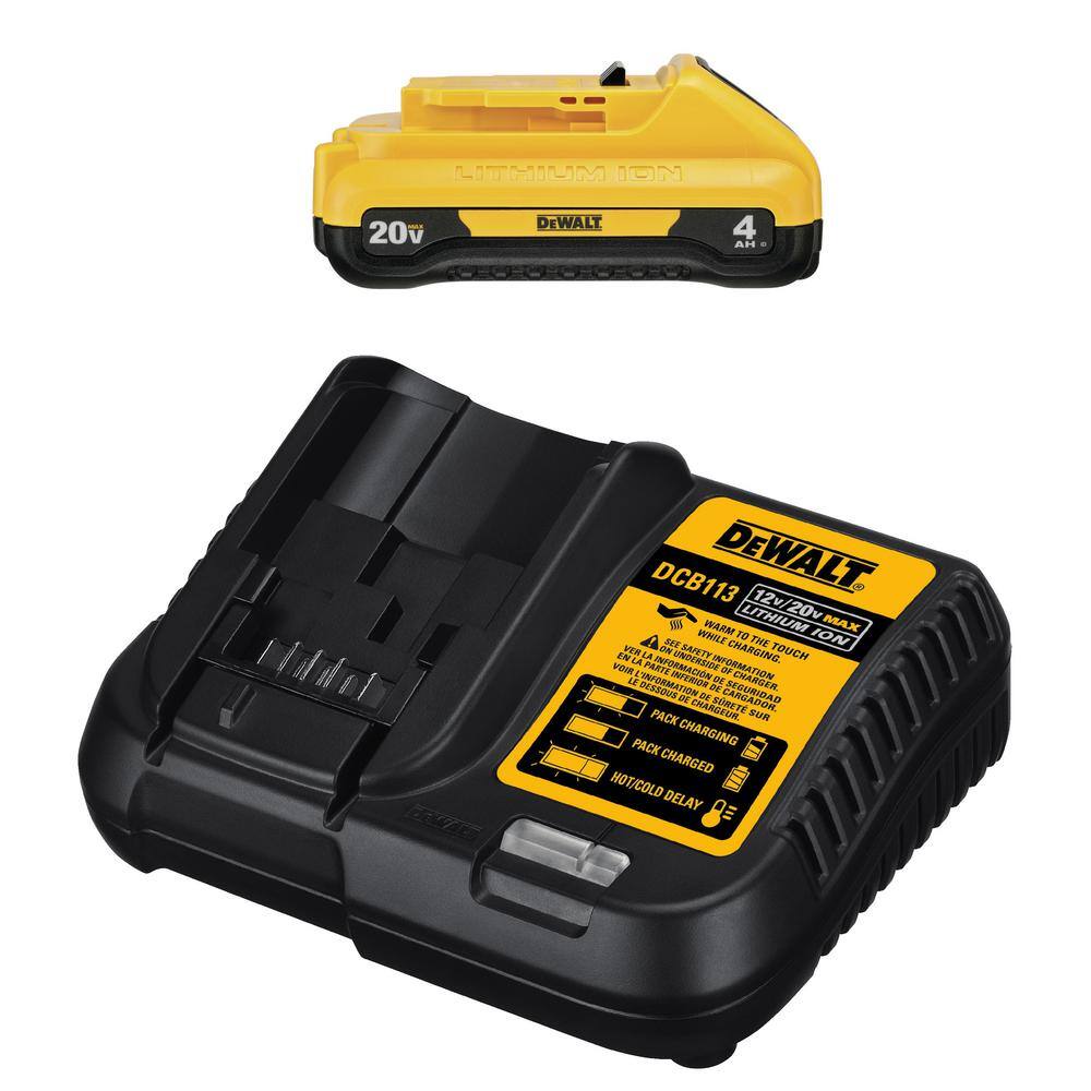 DW 20V MAX Cordless 38 in. Right Angle DrillDriver (1) 20V MAX Compact Lithium-Ion 4.0Ah Battery  12V-20V MAX Charger DCD740BW240C