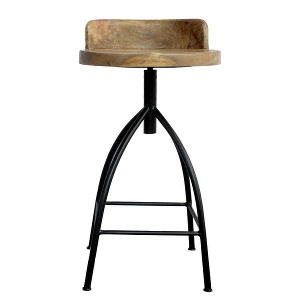 25-31 Inch Industrial Style Counter Height Stool with Adjustable Swivel Seat， Brown， Black