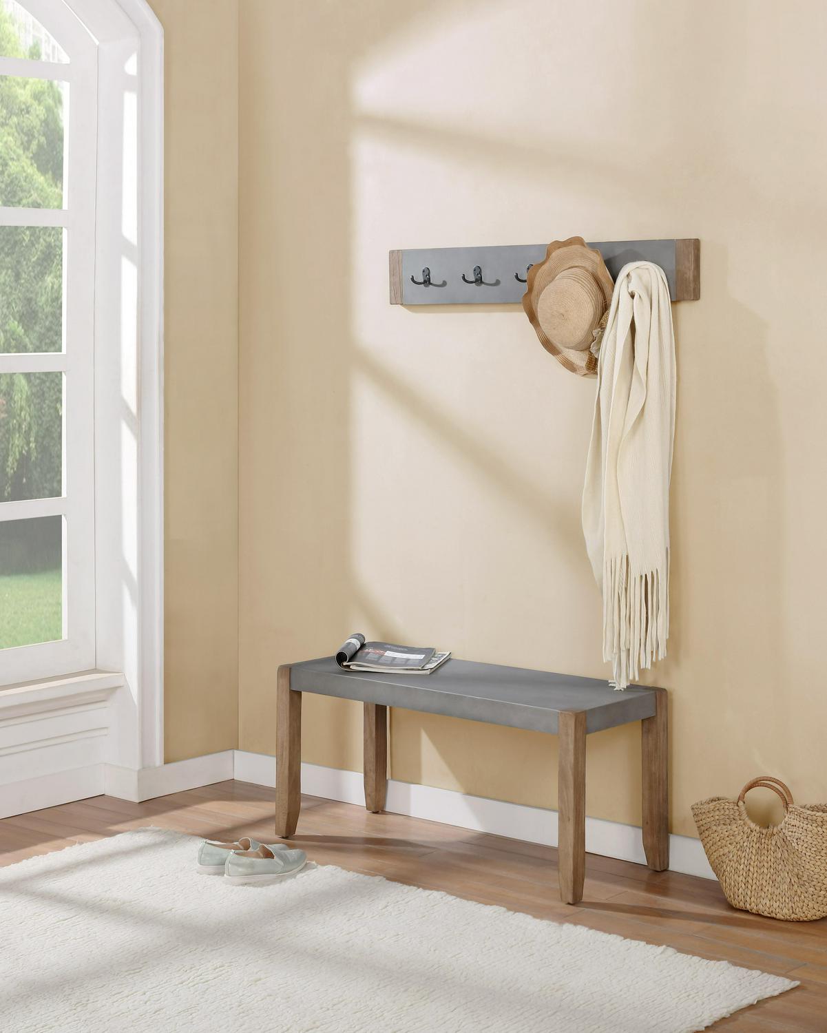 Alaterre Newport 40 Coat Hook and Faux Concrete Bench Set