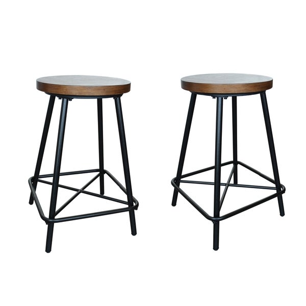 Thatcher Elm/ Black Stool (Set of 2)