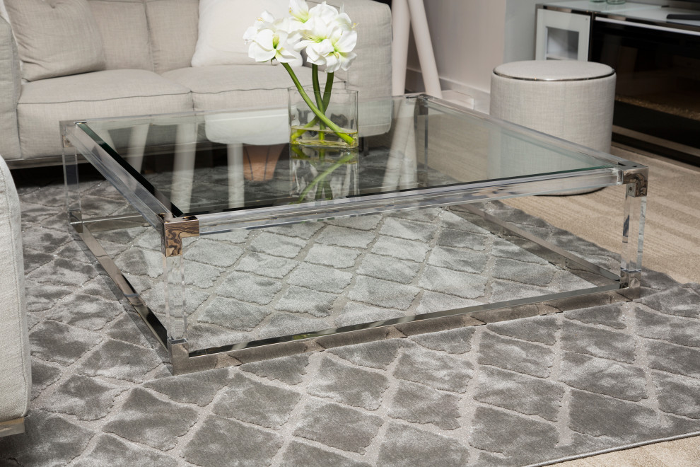 State St. Square Cocktail Table   Glass/Stainless Steel   Contemporary   Coffee Tables   by HedgeApple  Houzz