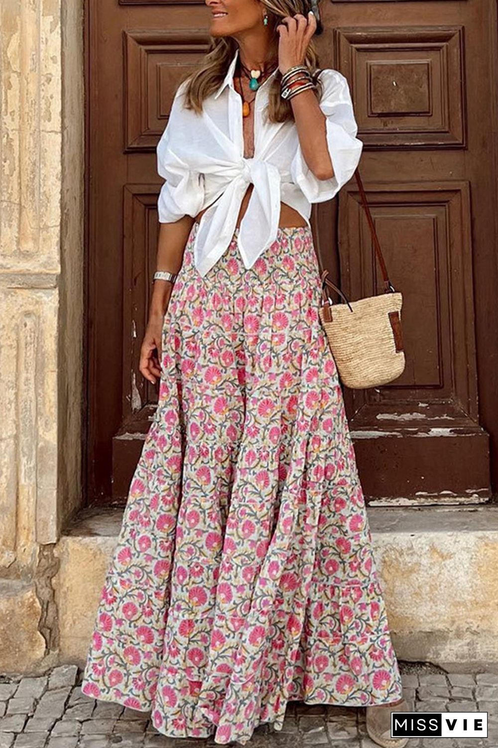 High Waist Floral Print Skirt Dress