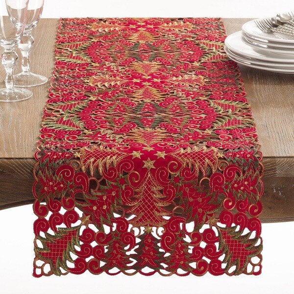 Panettone Collection Holiday Christmas Tree Cutwork Table Runner