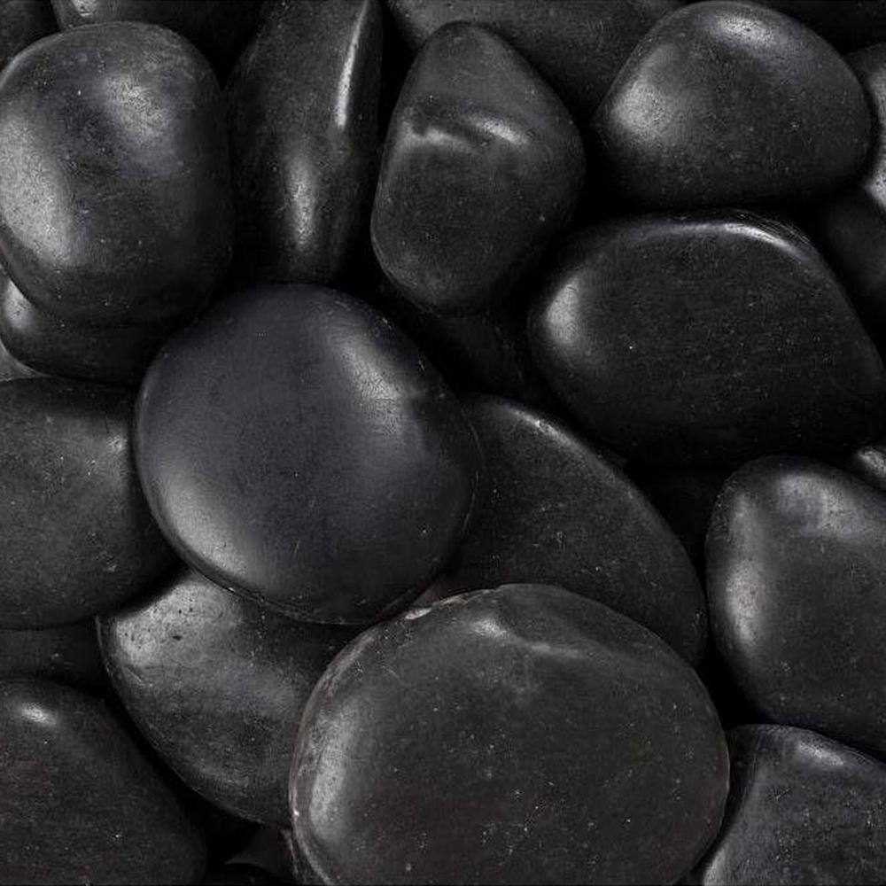 Rain Forest 1 in. to 2 in. 2200 lb. Medium Black Grade A Polished Pebbles Super Sack RFBRPA2-2200-SS