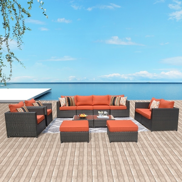 OVIOS Patio 12piece Wicker Deep Seat Furniture Set