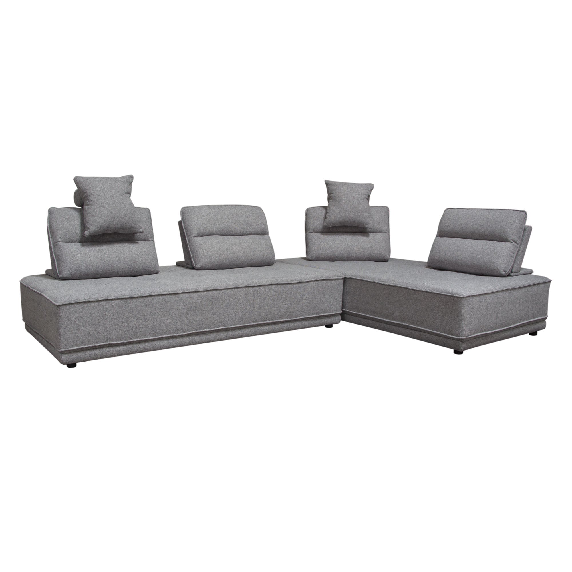 Slate 2PC Lounge Seating Platforms with Moveable Backrest Supports in Grey Polyester Fabric by Diamond Sofa