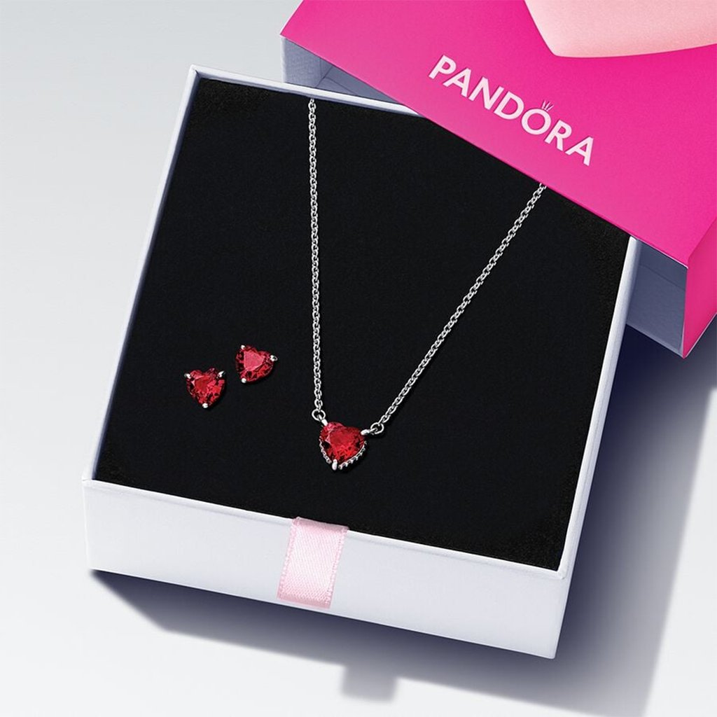 PANDORA  Sparkling Red Heart Jewelry Gift Set - Sterling Silver