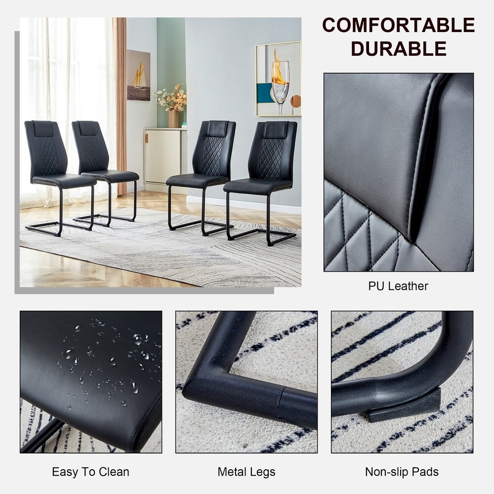 Artificial leather cushioned seats  dining chairs. Dining Room   Living Room Chair. with metal legs set of 4