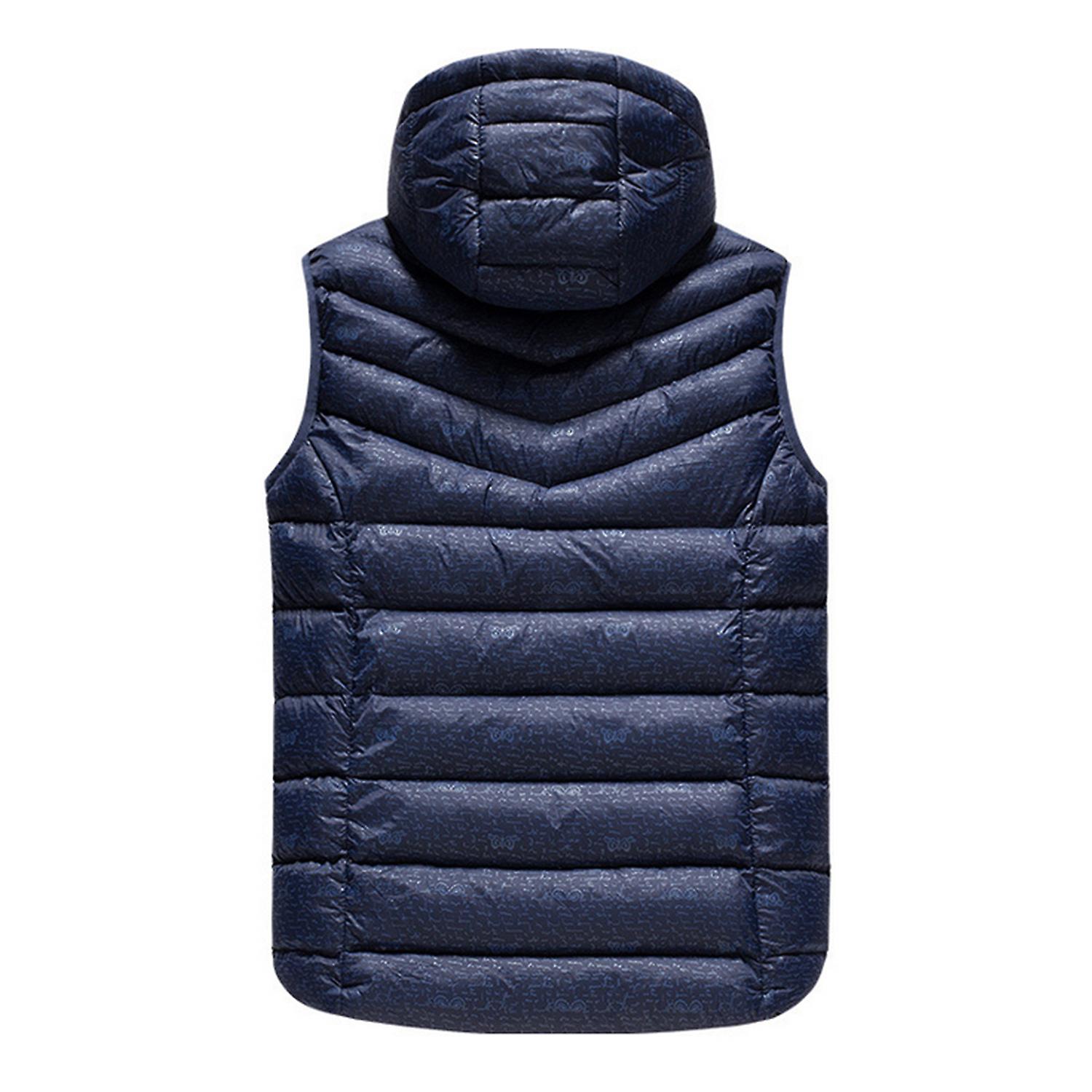 Usb Heated Warm Security Intelligent Autumn And Winter Vest With Hat Men Motorcycle Outdoor Ski Jacket Blue Black