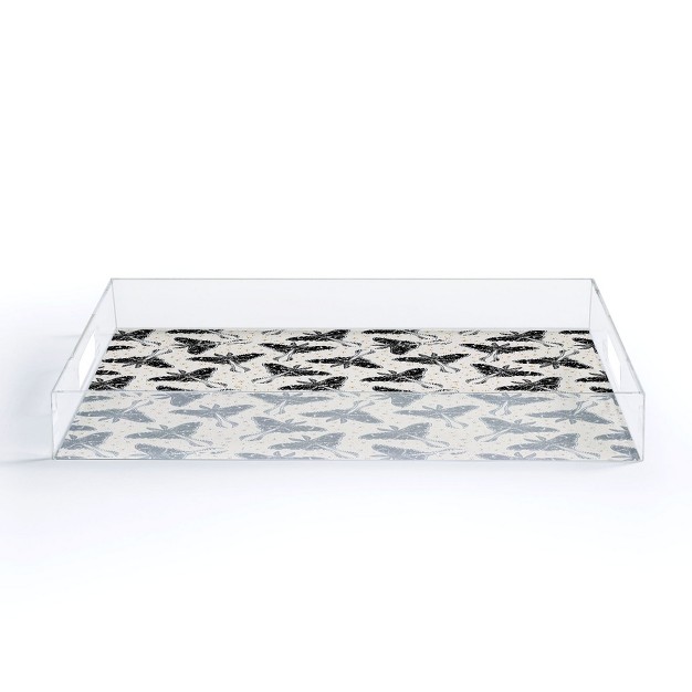 Avenie Luna Moth Cream And Black Acrylic Tray deny Designs