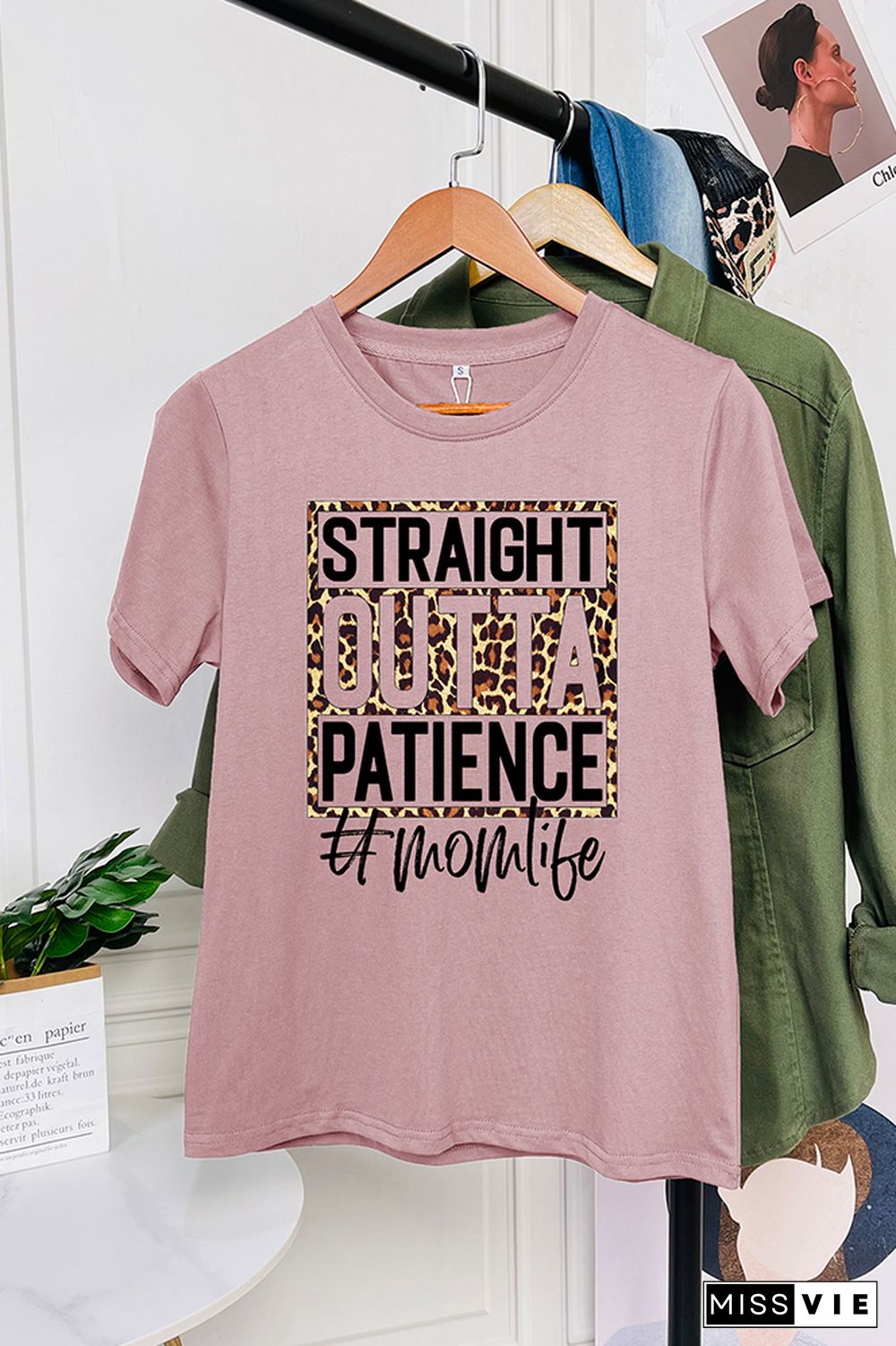 Leopard Straight Outta Patience Mom Short Sleeve Graphic Tee Wholesale