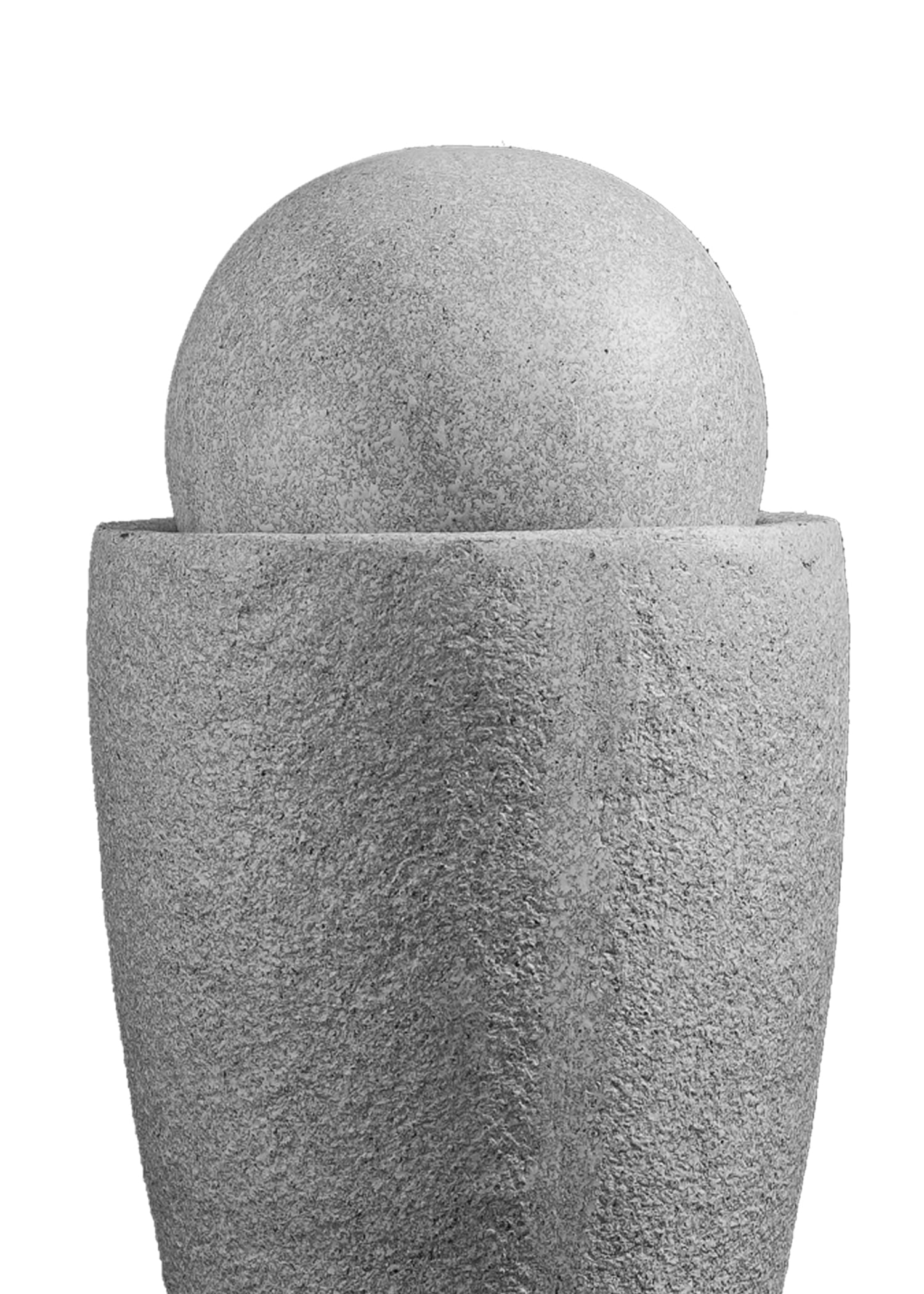 XBrand Modern Stone Textured Round Sphere Water Fountain w/LED Lights， Indoor Outdoor Décor， 25.6 Inch Tall， Grey