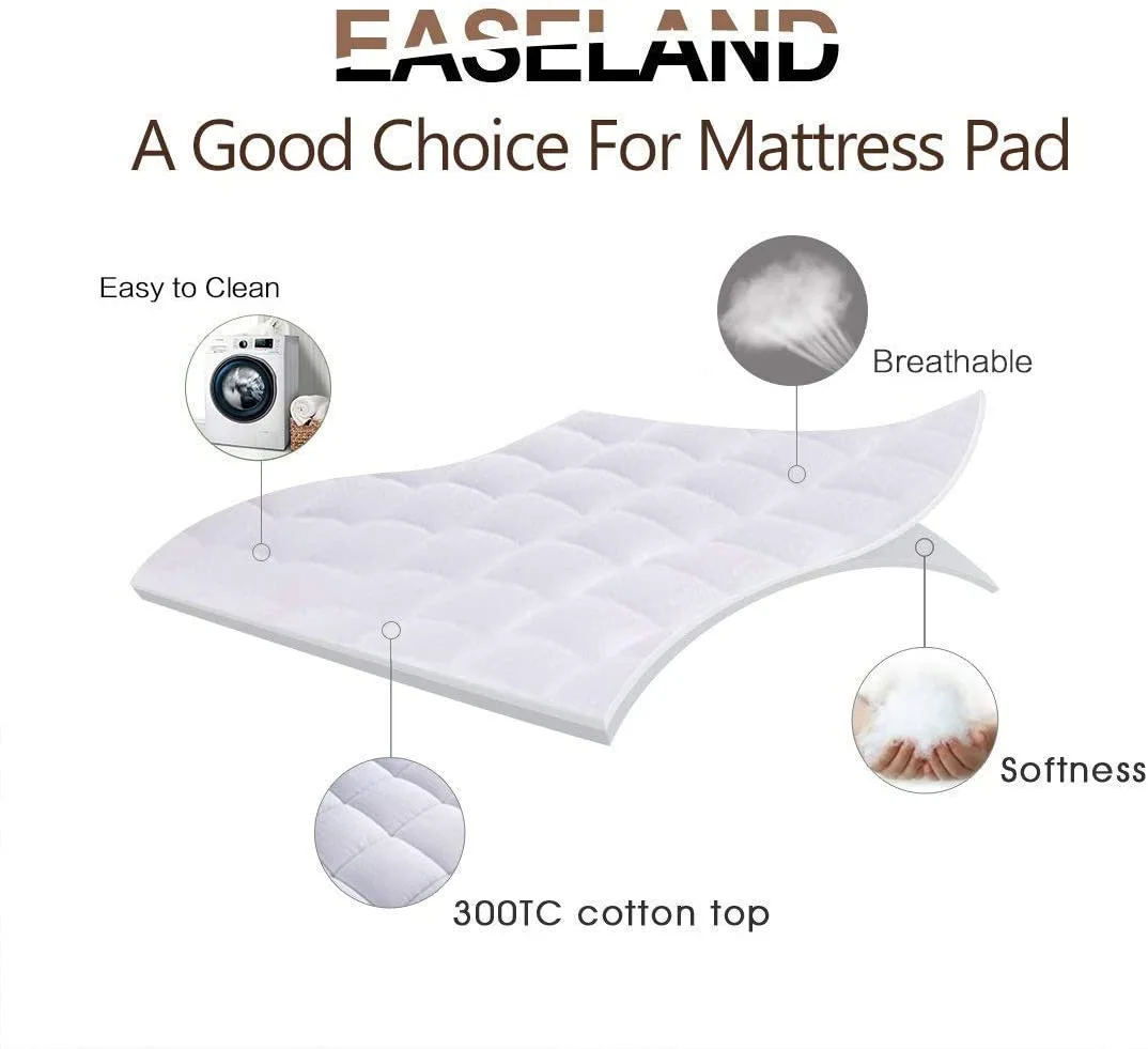 Queen Size Mattress Pad Pillow Top Mattress Cover Quilted