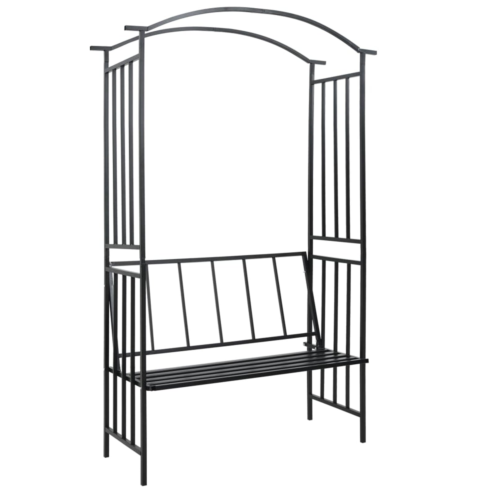 MABOTO Garden Arch with Bench Black 50.4"x19.7"x81.5" Iron