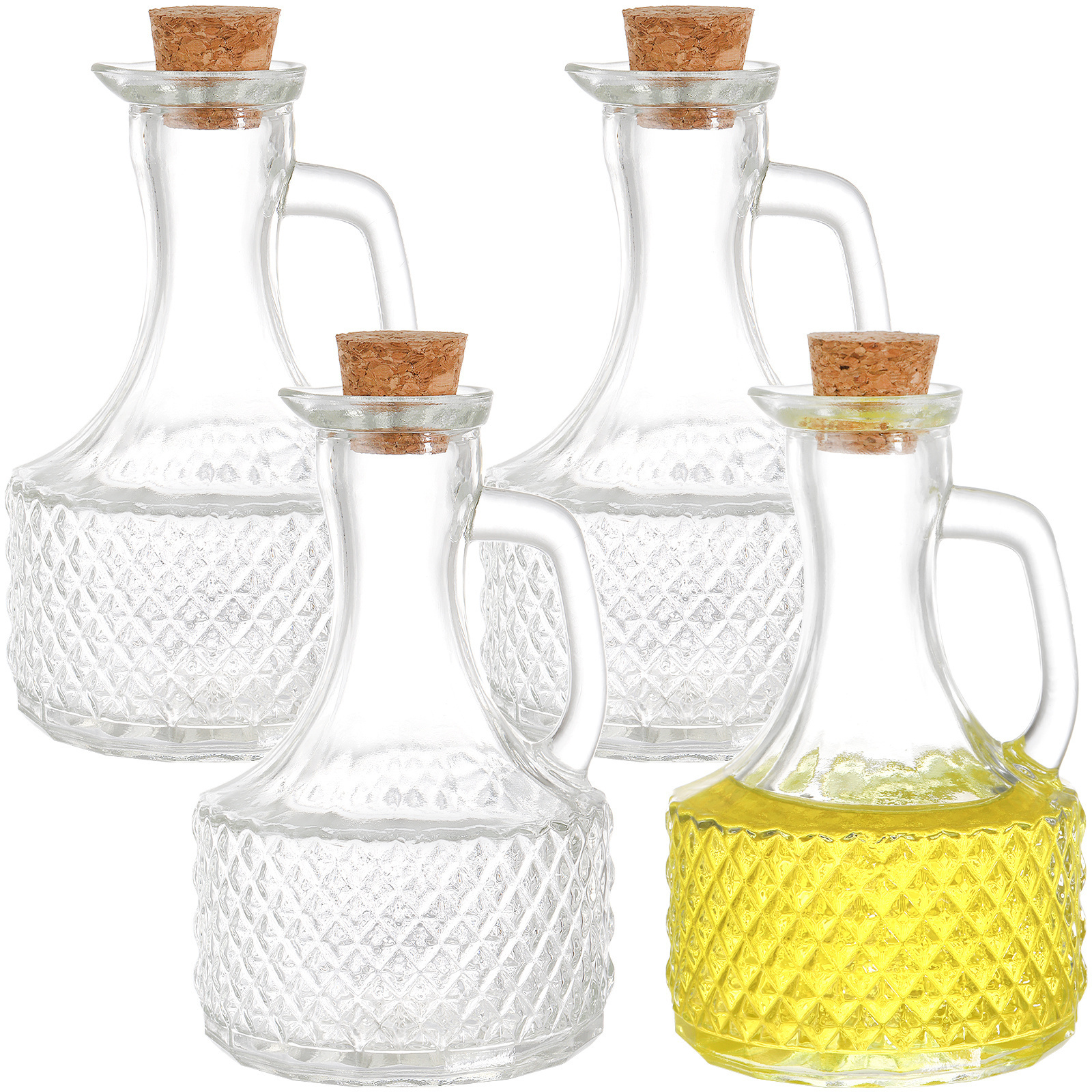 4 Pack Glass Oil and Vinegar Cruets Bottles