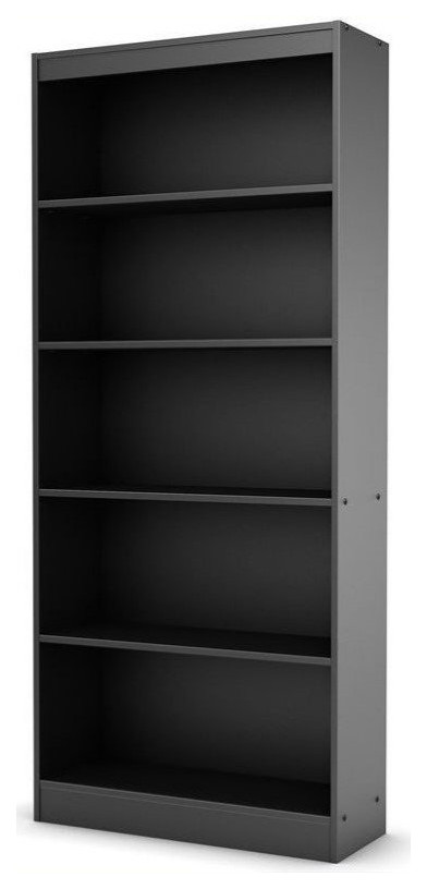 South Shore Axess 5 Shelf Bookcase in Pure Black   Transitional   Bookcases   by Homesquare  Houzz